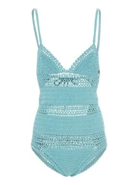 She Made Me Essential Crochet One-Piece Swimsuit | Green water Size Small